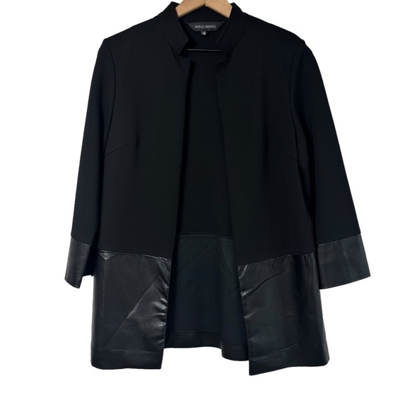Ming Wang Jackets & Blazers - MING WANG BLACK BLAZER WOMEN LEATHER JACKET SIZE XS BRAND NEW WITH TAGS